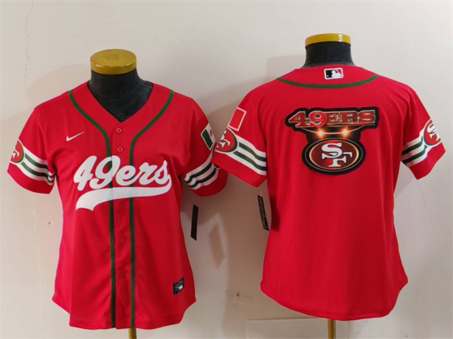 Youth San Francisco 49ers Team Big Logo Red Mexico With Patch Cool Base Stitched Baseball Jersey